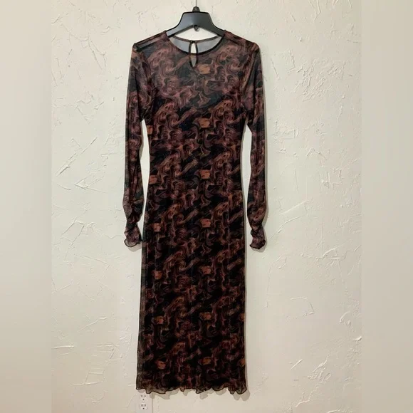 NWT Lost + Wander Contessa Long Sleeve Mesh Midi Dress Sz Large - Picture 7 of 13